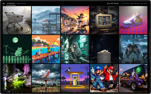 ig artifact feed: a dense grid of AI-generated images